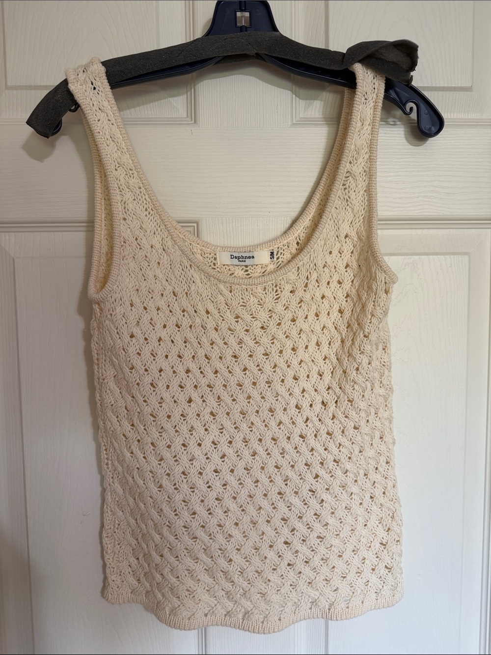 Desigual Cream Openwork Crochet Tank Top